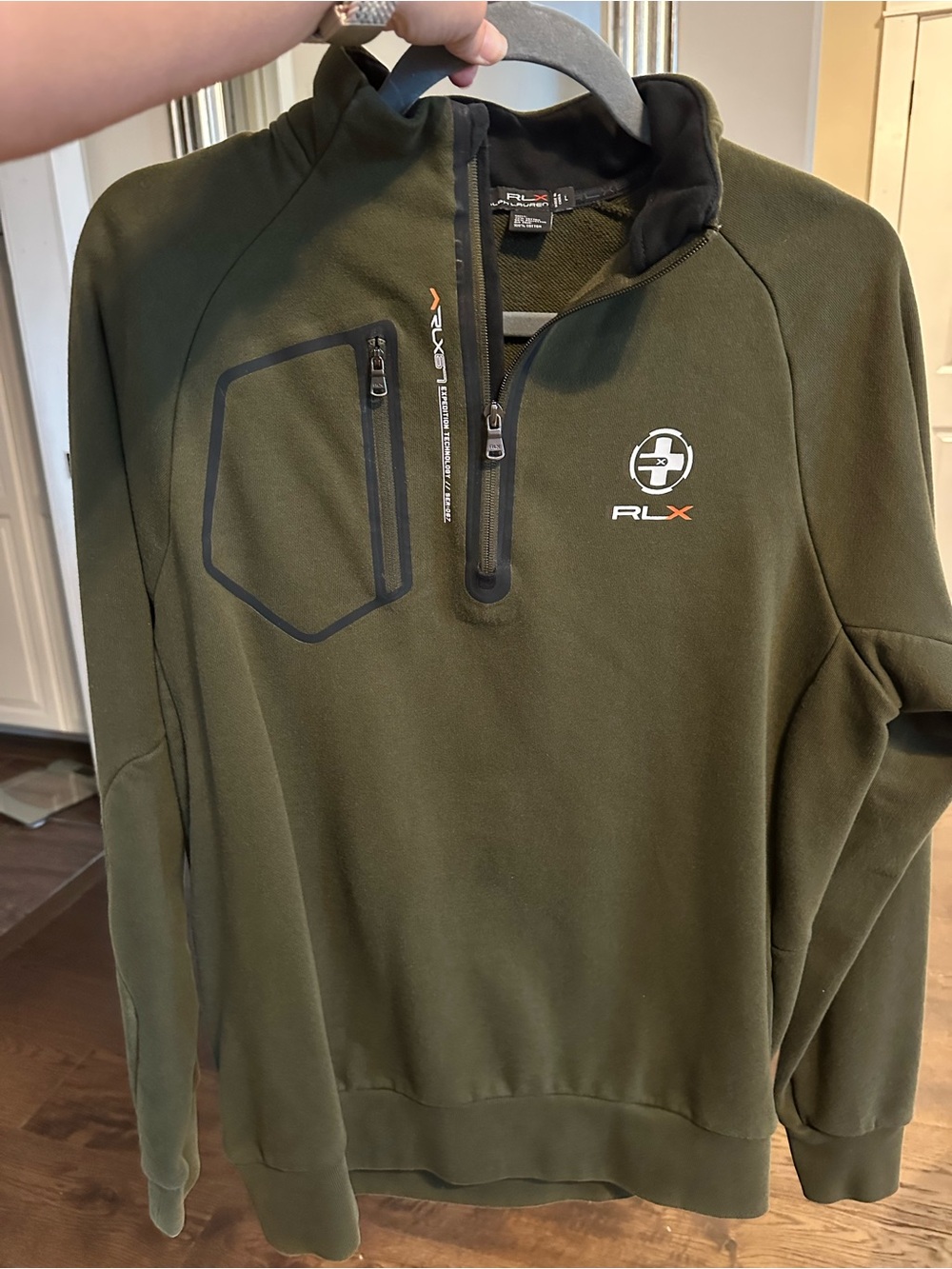 Ralph Lauren RLX Olive Green Half-Zip Pullover Sweatshirt